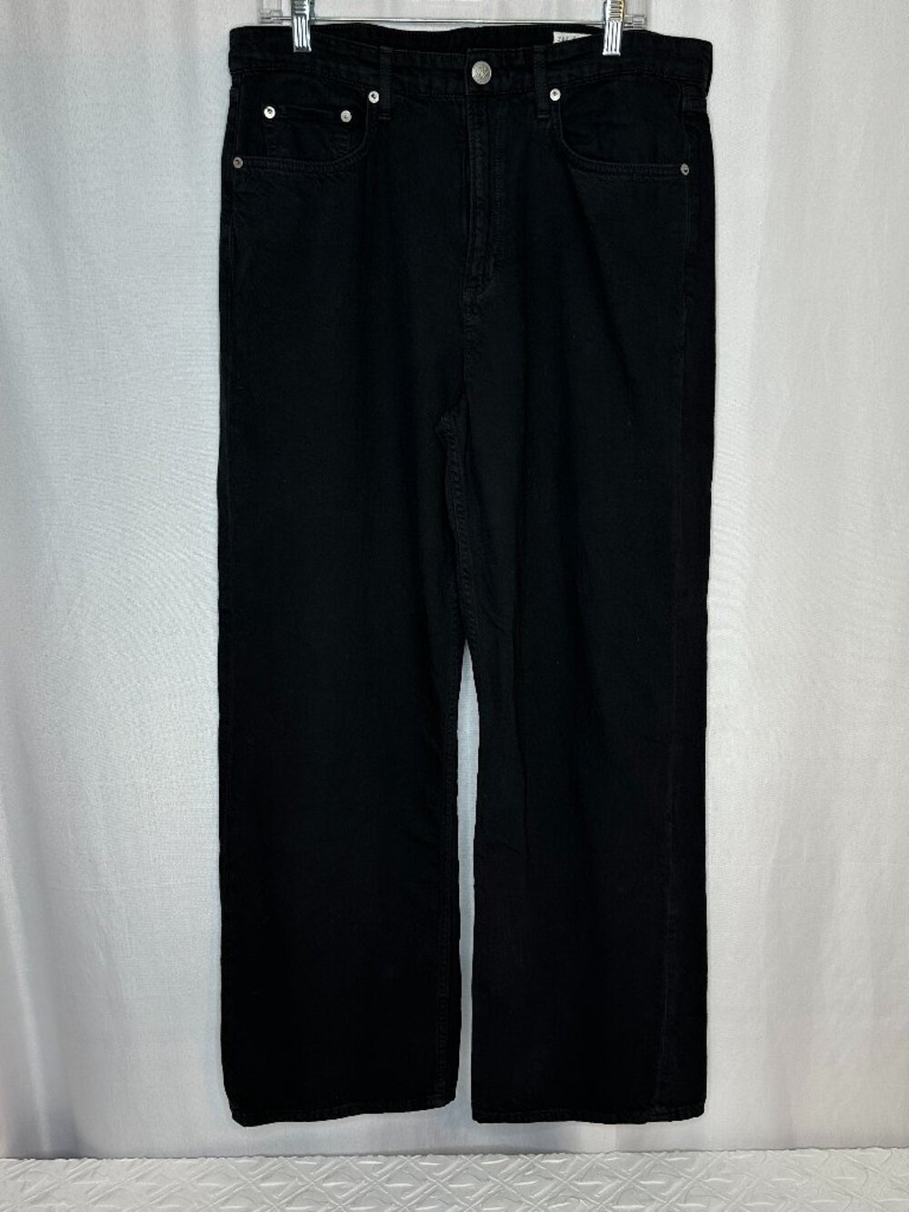 Rag & Bone Logan Featherweight Wide Leg Black Jeans, Size 32 Minimalist Capsule